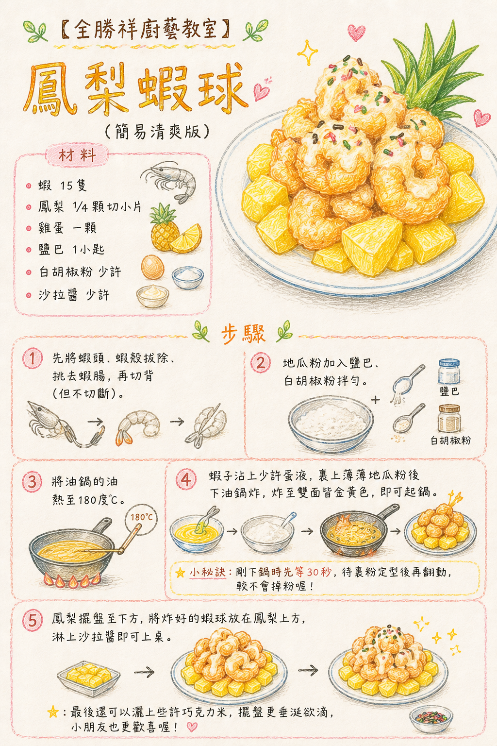 鳳梨蝦球 (簡易清爽版)